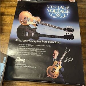 Vintage 1983 Gibson Les Paul Gold Top Guitar 30th Anniversary Poster Print